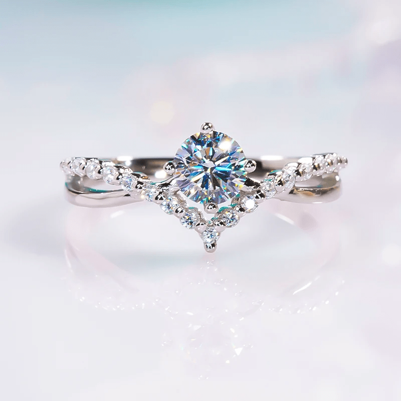 Bague Solitaire Lueur de perle En Argent Sterling 925 - Diamant Moissanite 1 Carat 💎