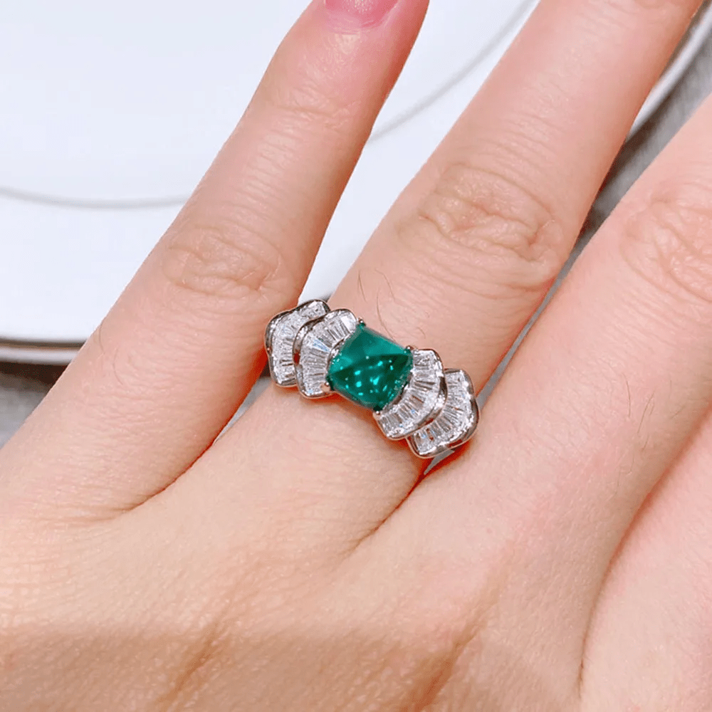 Bague Cocktail Perle De Forêt En Cristal - Vert D'Éclat 🟩