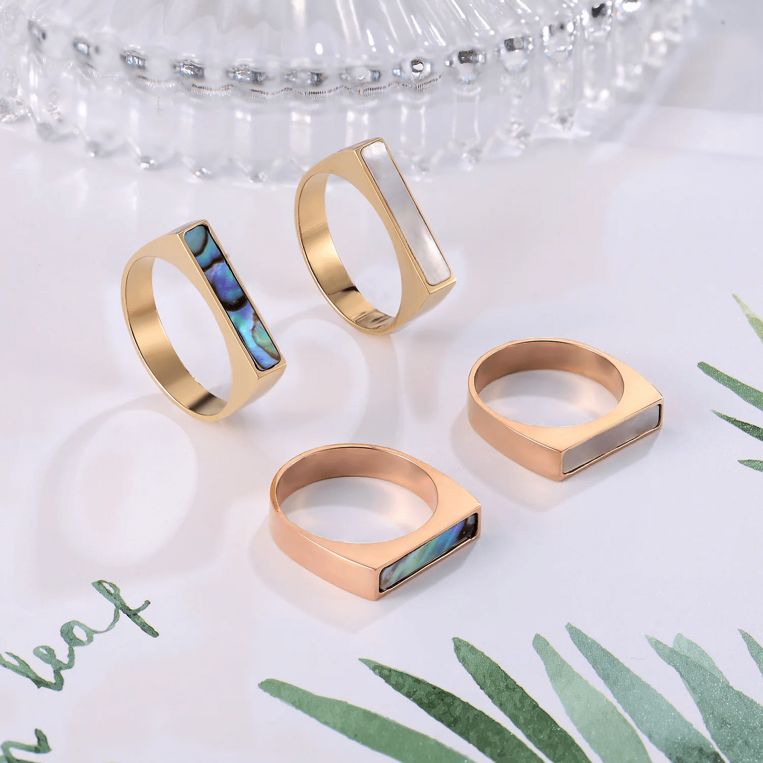 Bague Carrée Harmonia Rainbow, Plaquée Or 14K - 🌈