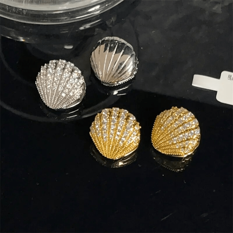 Boucles d'Oreilles Coquillage Marin PlaquĂ© Or 18 Caratsđ