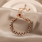 LORIELE - Bracelet Ajustable Ruby Fleur Ecarlate plaqué Or 14K🌹