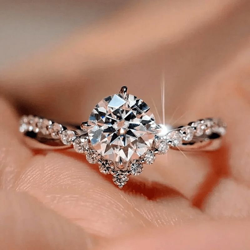 Bague Solitaire Lueur de perle En Argent Sterling 925 - Diamant Moissanite 1 Carat 💎