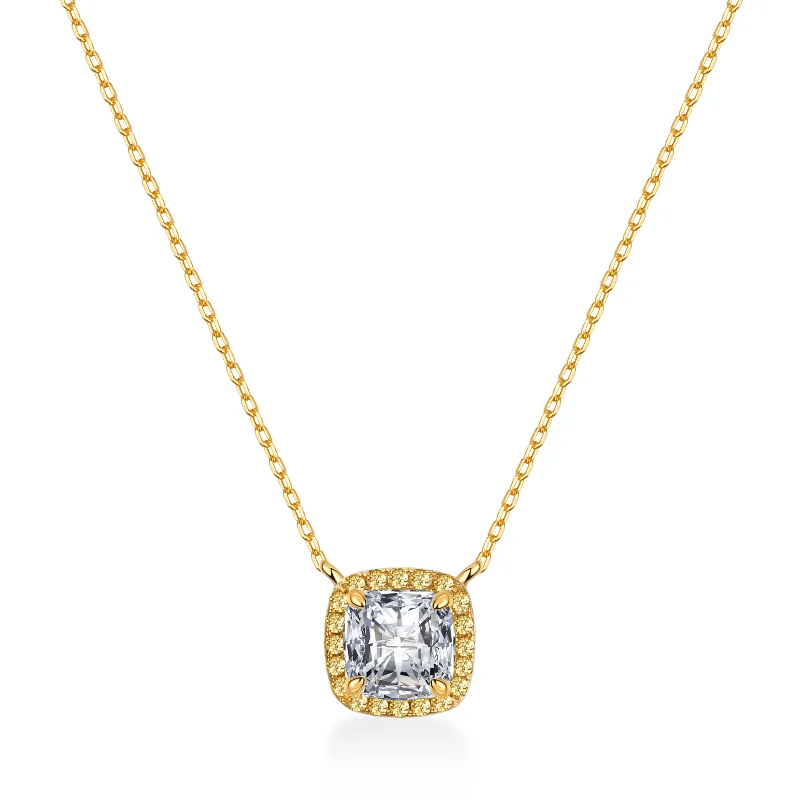 Collier Or Halo de Solstice Plaqué 18cts - Diamant Moissanite 1 Carats💎Loriele™