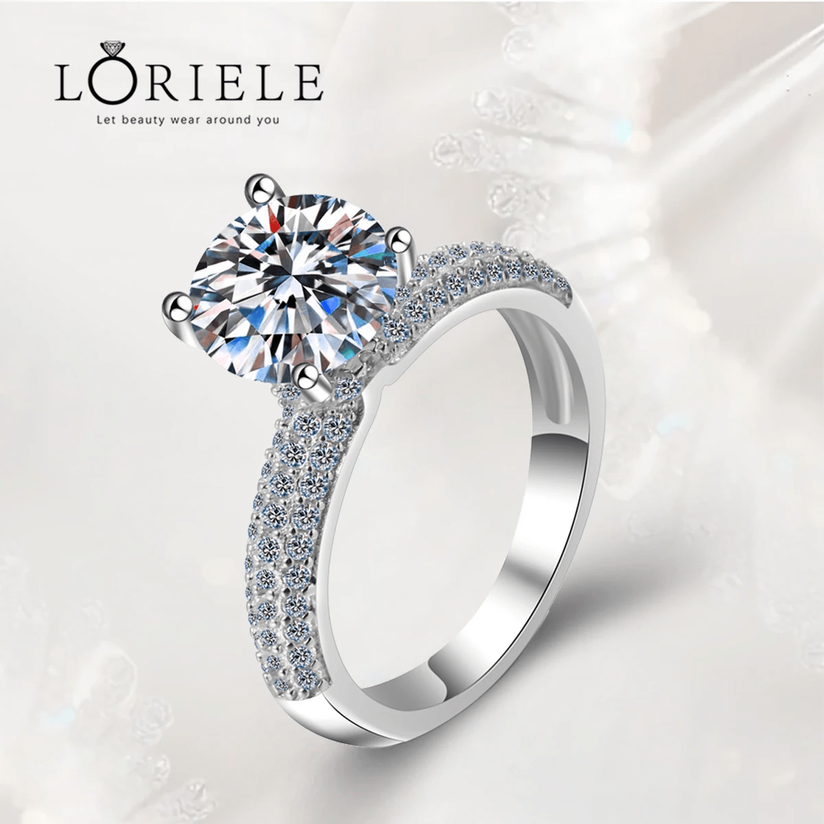 Bague Solitaire Cascade de DiamantEn Argent Sterling 925 - Diamant Moissanite 1 Carat 💎Loriele™