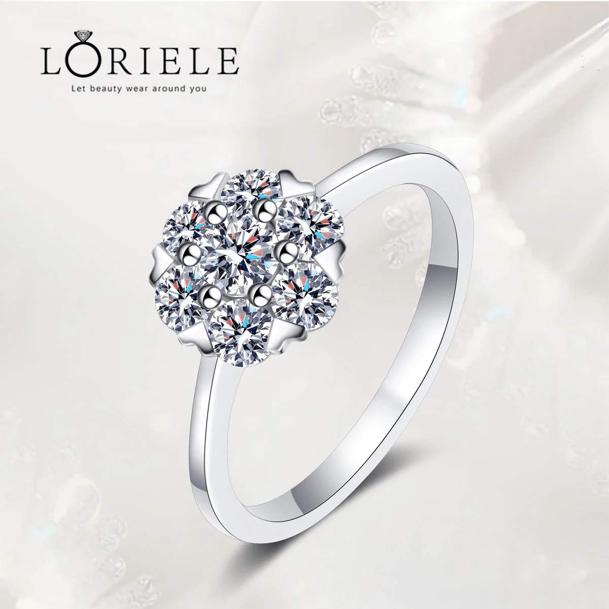Bague Solitaire Magie Florale En Argent Sterling 925 - Diamant Moissanite 1 Carat 💎Loriele™