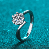 Bague Solitaire Torsion de Lueur Azurée En Argent Sterling 925 - Diamant Moissanite 1 Carat 💎Loriele™