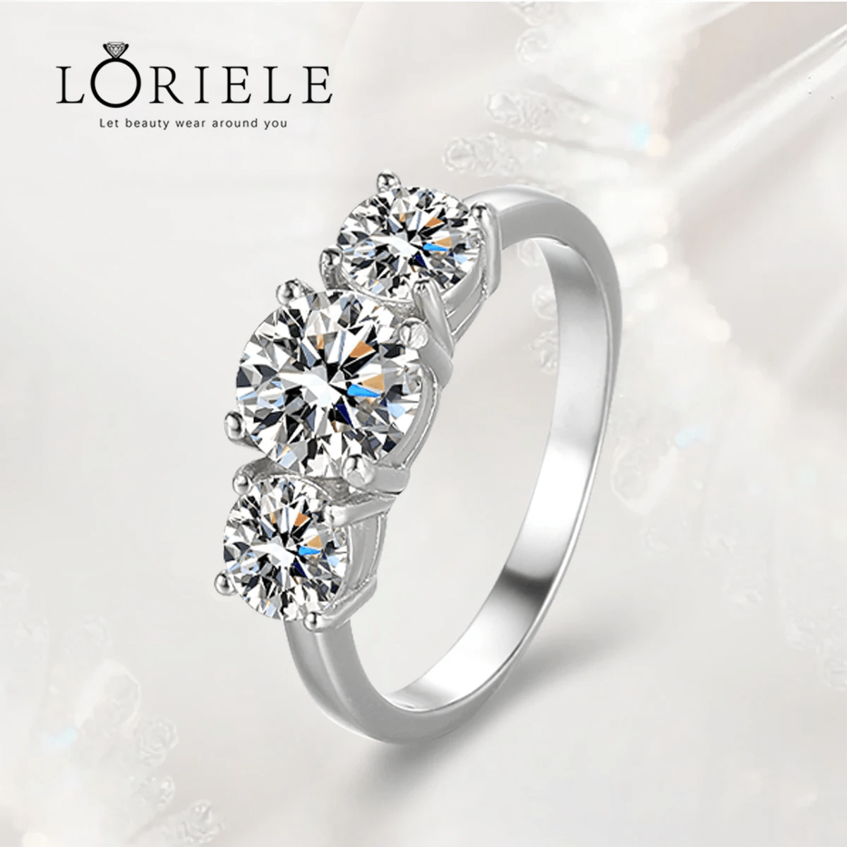 Bague Trinité Célesteen Argent Sterling 925- Diamant Moissanite 1 Carat 💎Loriele™