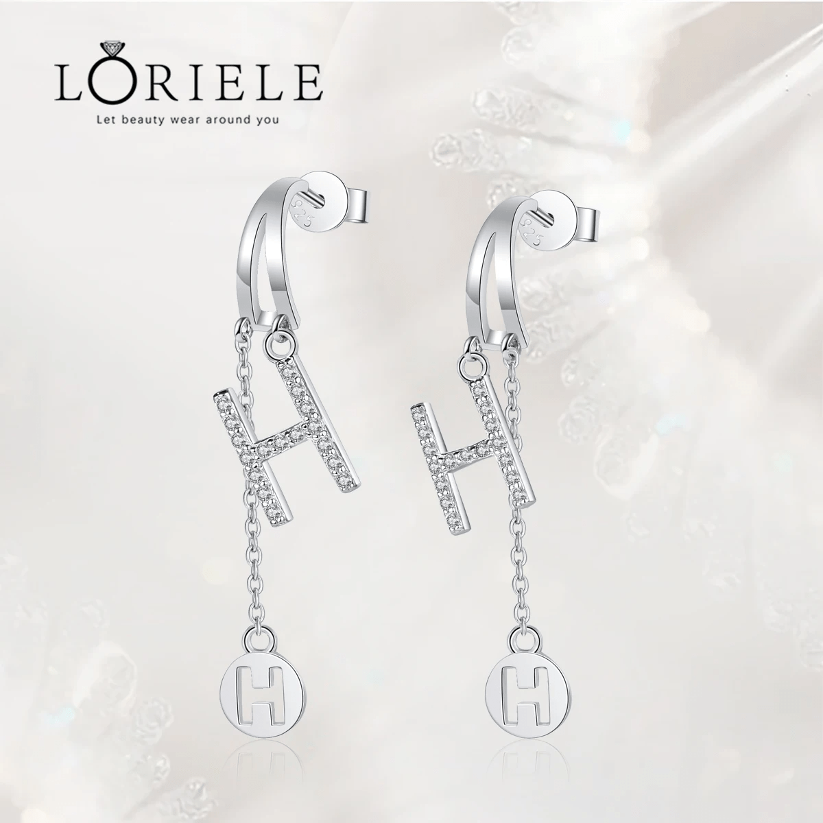 Boucles d'oreilles pendante H en Argent Sterling 925 Loriele™