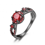 Bague Sépulture de Velours en Rhodium Noir - Moissanite Rouge 1 Carat 💎