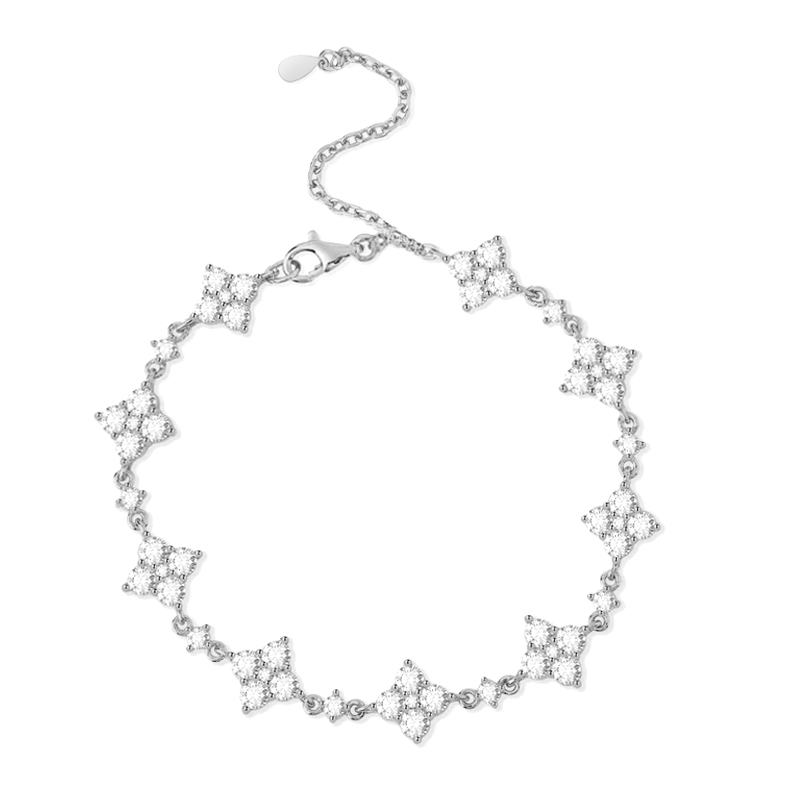 Bracelet Trèfle Cristal d'Etoile – Diamant Moissanite 1 Carat 💎