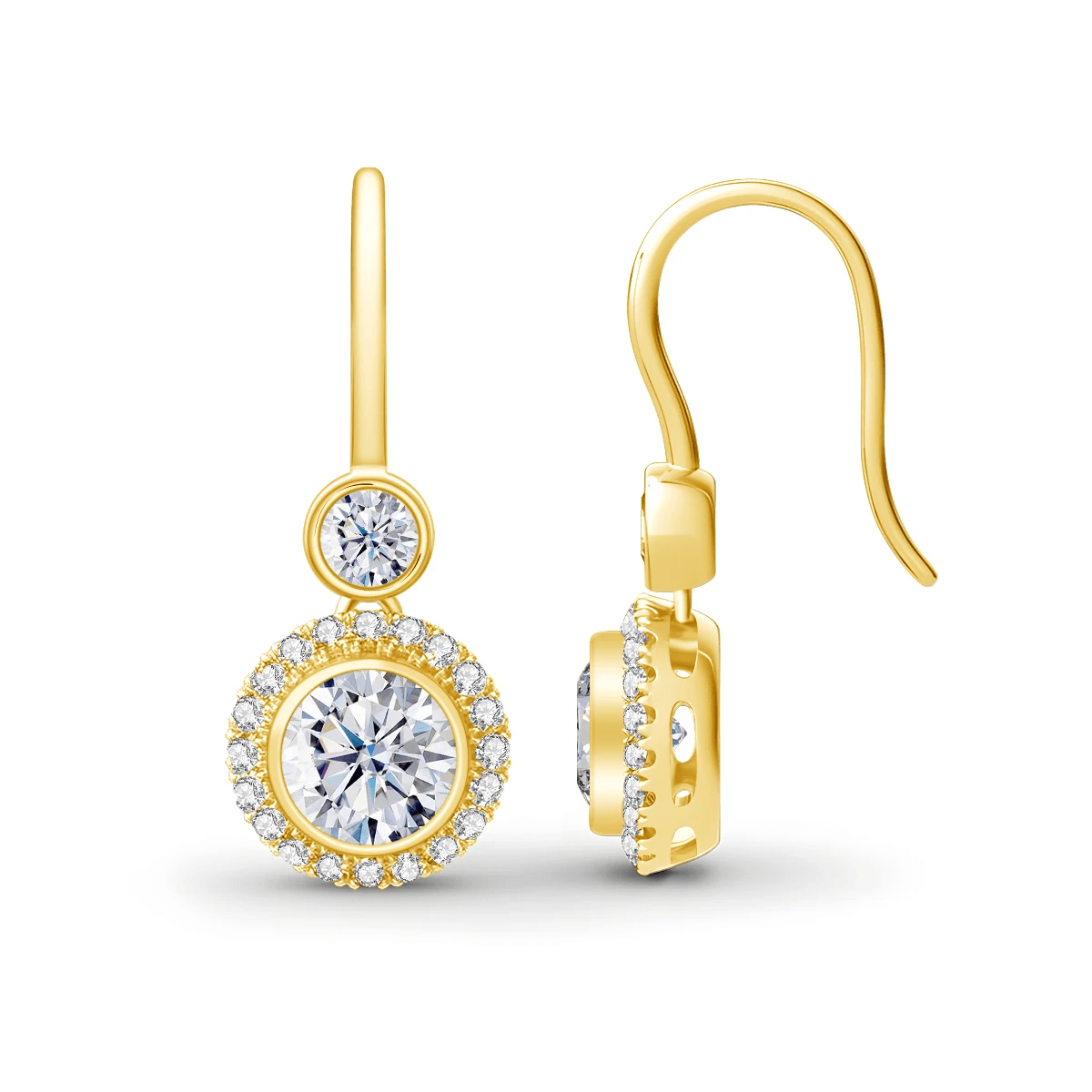 Boucles d'oreilles Éclat Royal Plaqué Or 18cts - Diamant Moissanite 1 Carat 💎