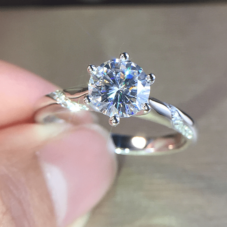 Bague Solitaire Lucia En Argent Sterling 925 - Diamant Moissanite 1 Carat💎