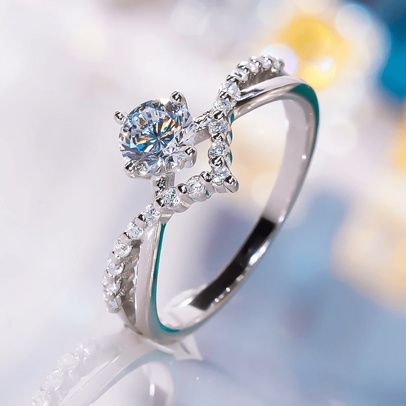 Bague Solitaire Lueur de perle En Argent Sterling 925 - Diamant Moissanite 1 Carat 💎