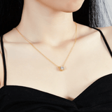 Collier Or Halo de Solstice Plaqué 18cts - Diamant Moissanite 1 Carats💎Loriele™