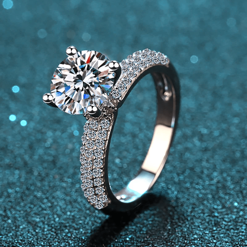 Bague Solitaire Cascade de DiamantEn Argent Sterling 925 - Diamant Moissanite 1 Carat 💎Loriele™