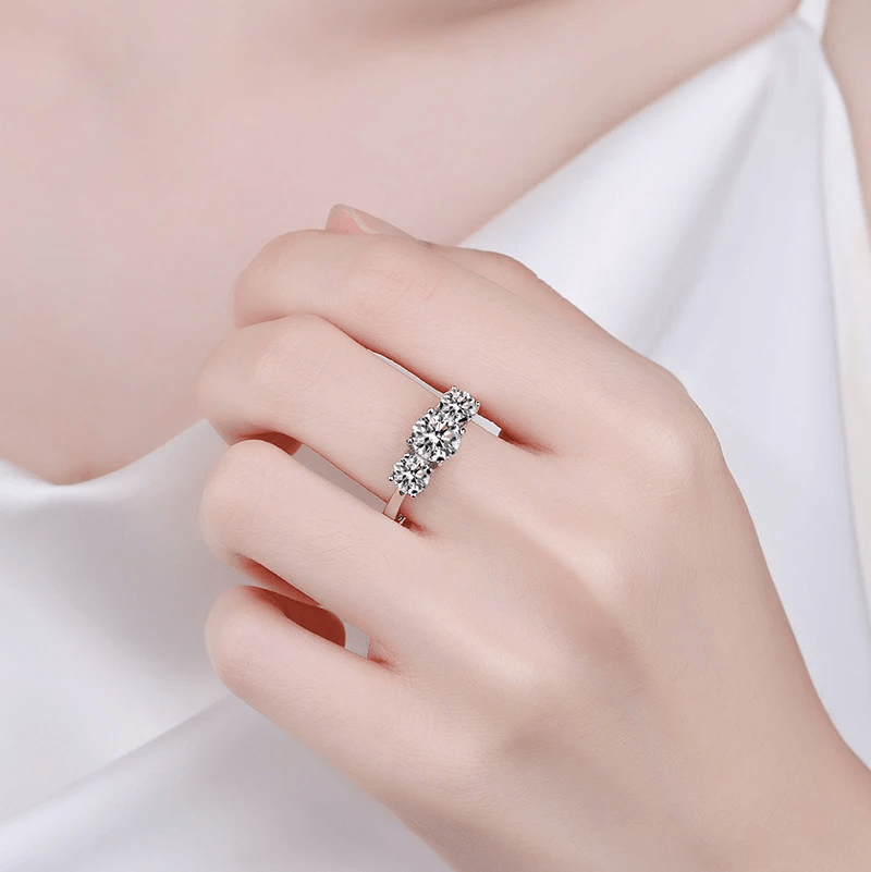 Bague Trinité Célesteen Argent Sterling 925- Diamant Moissanite 1 Carat 💎Loriele™