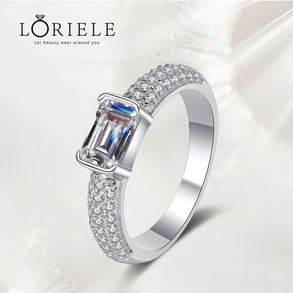 BagueÉmeraude Lueur de Flocon En Argent Sterling 925 - Diamant Moissanite 1 Carat 💎Loriele™