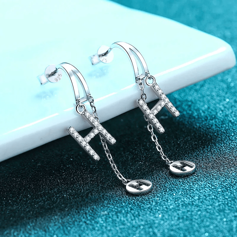 Boucles d'oreilles pendante H en Argent Sterling 925 Loriele™