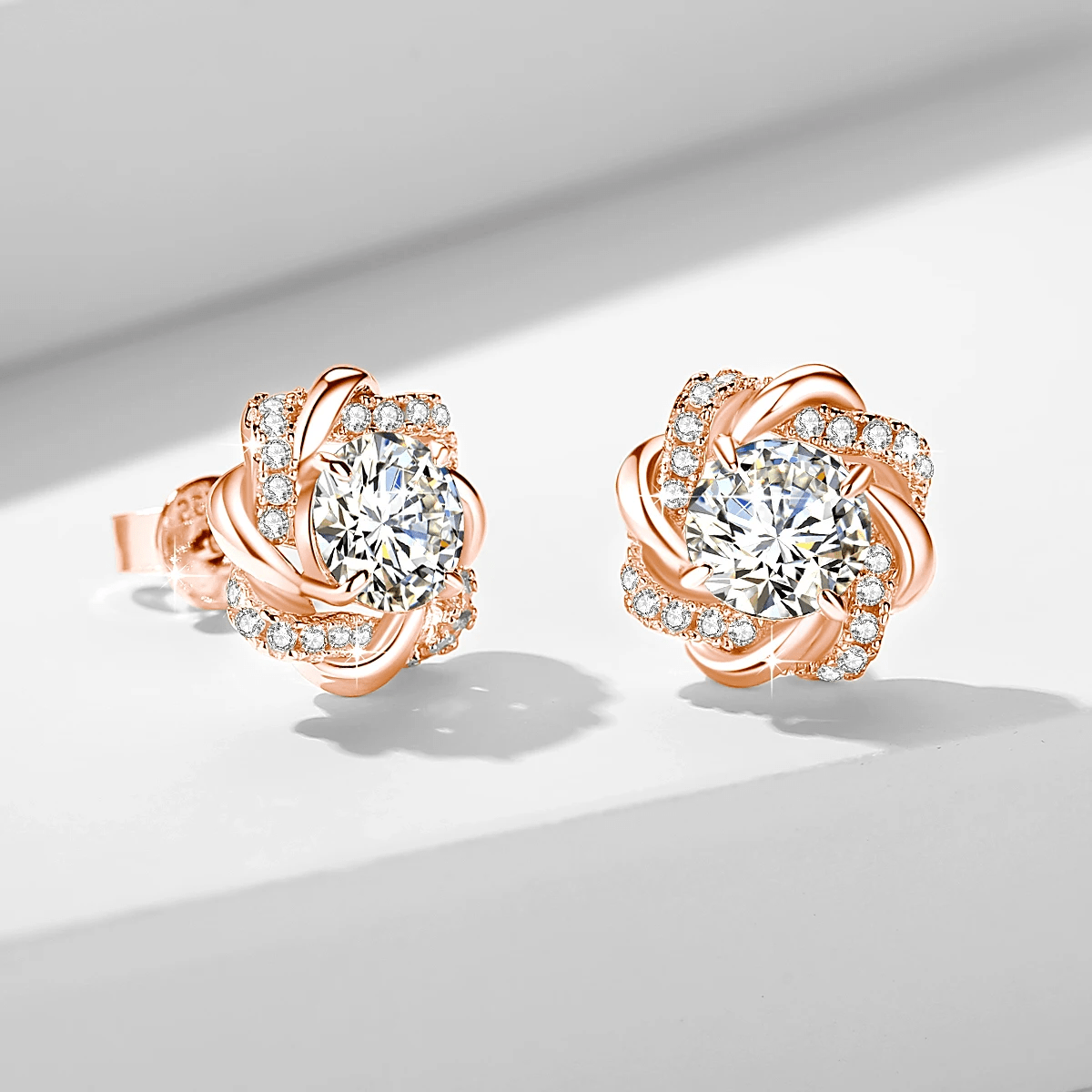 Boucles d'oreilles Rose des Sables Or Rose 18ct- Diamant Moissanite 1 Carat 💎