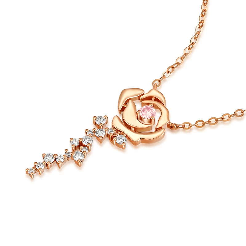 Collier Or Rose Floramantis 18ct - Diamant Moissanite 1 Carats💎Loriele™