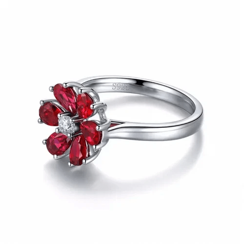 Bague Fleure De Ruby Ecarlate - Crystal Swarovski 🌺💎