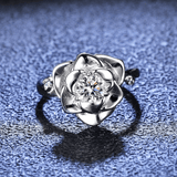 LORIELE - Bague Rose Étoilée en Argent Sterling 925 - Diamant Moissanite 1 Carat 💎