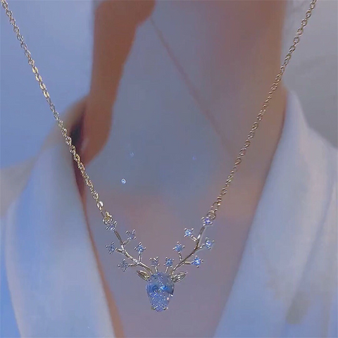 Pendentif Cerf Blanc en Diamant lazuli 💎 - Or 14K Loriele™