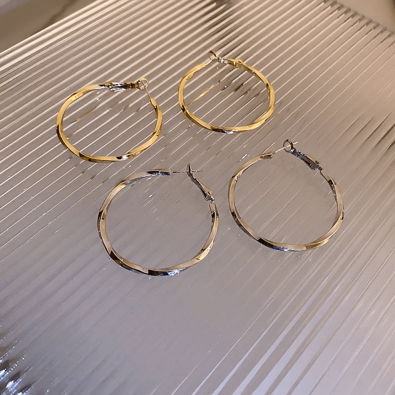 Boucles d'oreilles Créole Twist Plaqué Or 18 Carats - Loriele™