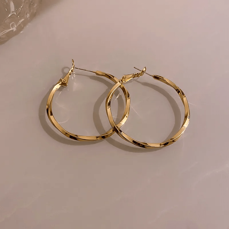 Boucles d'oreilles Créole Twist Plaqué Or 18 Carats - Loriele™