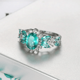 Bague Cocktail Pétale Turquoise - Vert D'Éclat💎