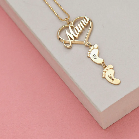 Pendentif cœur de maman, avec charme de pieds de bébé - Cadeau Pour La Fête des Mères. 👩‍👧❤️