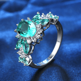 Bague Cocktail Pétale Turquoise - Vert D'Éclat💎