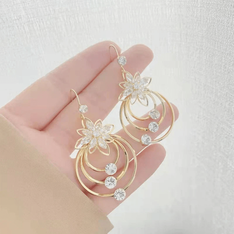 Boucles d'oreilles Fleur de Cristal Plaqué Or 18 Carats Loriele™