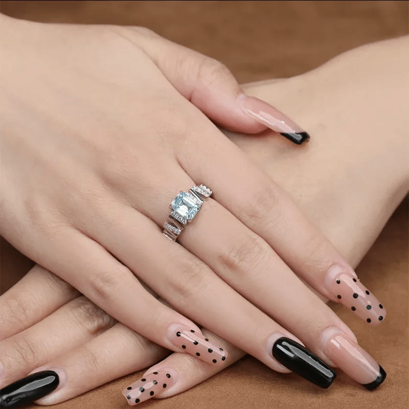 Bague Cocktail Crystal Blue Moissanite - Argent Sterling 925💎