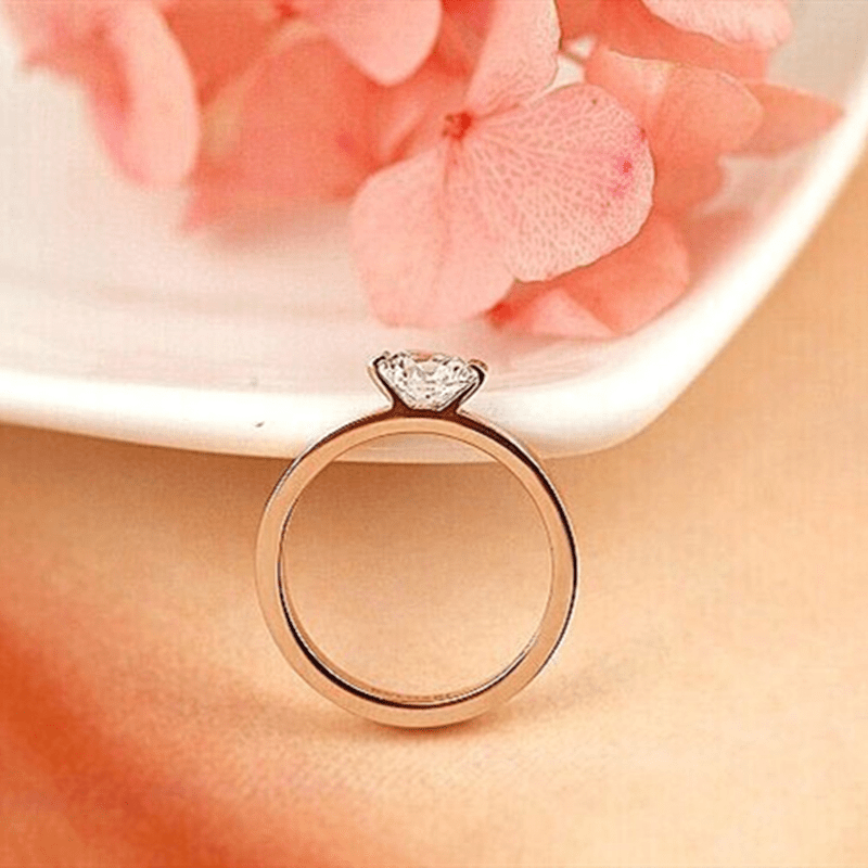 Bague Solitaire Cléo en OR Rose & Argent 925 - Diamant Moissanite 1 Carat 💎