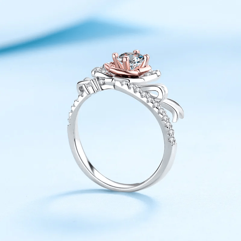 LORIELE - Bague Solitaire Rose Ballerina en Argent Sterling 925 - Diamant Moissanite 1 Carat 💎