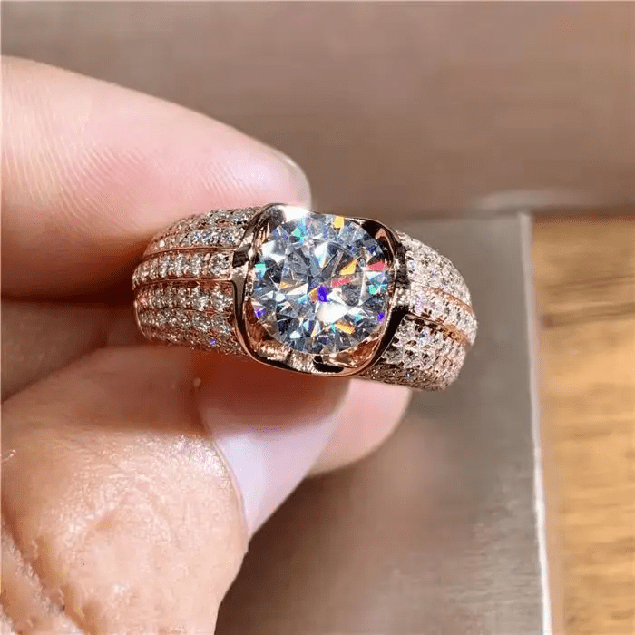 Bague Charme Pavé Amara en Or Rose - Diamant Moissanite 1 Carat 💎