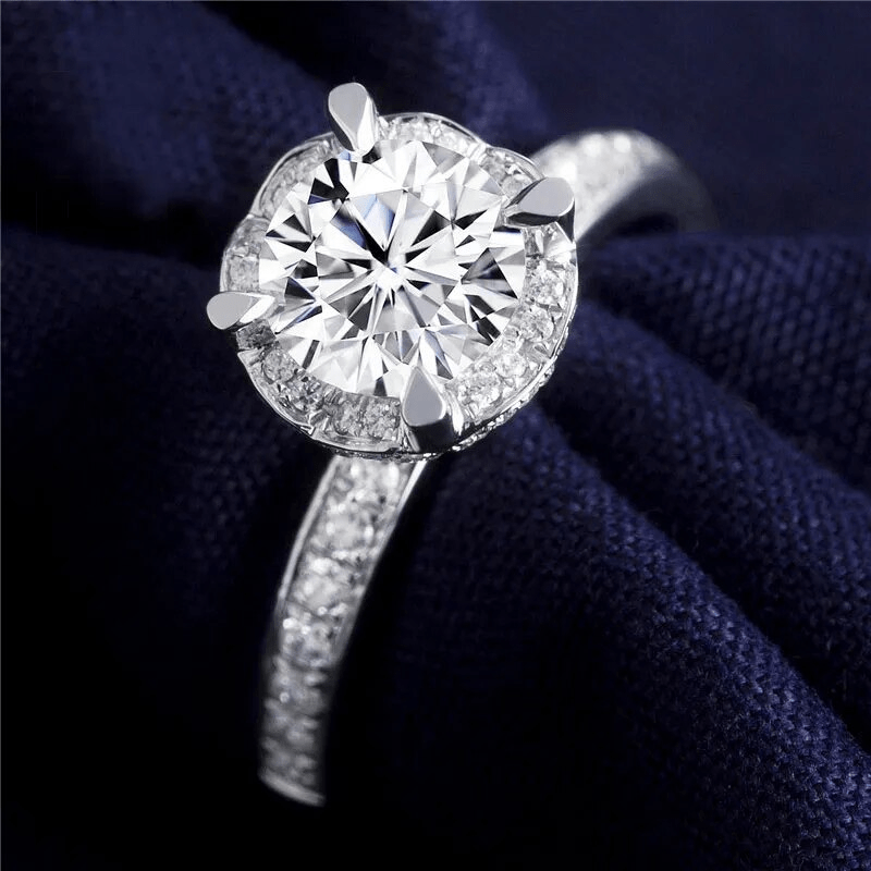 Bague Solitaire pavé Éclat d'Aphrodite Argent Sterling 925 - Diamant Moissanite 1 Carat 💎
