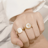 Bague Ajustable Carrée Nacré - LORIELE