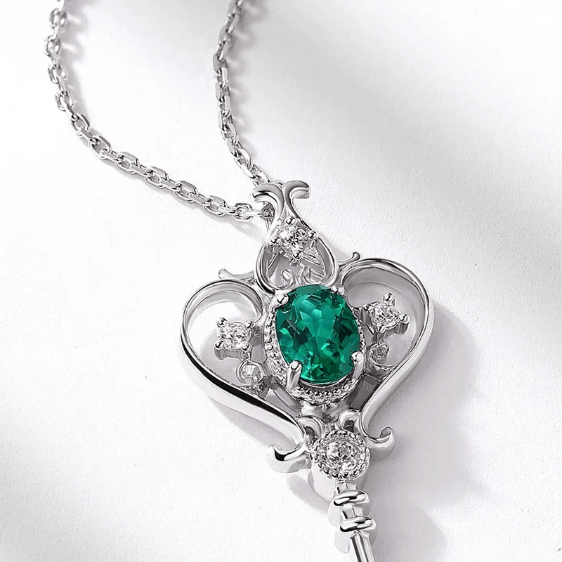 Collier Clé Secret d’Avaline en Argent Sterling 925 - Émeraude 1 Carat ❇️