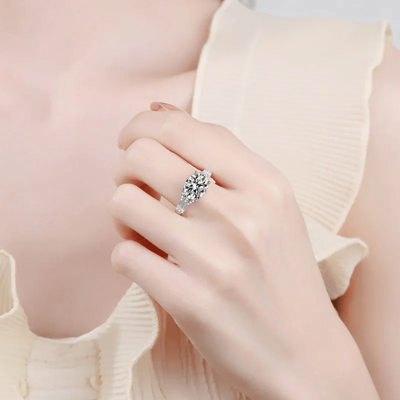 Bague Solitaire Éclat Divin En Argent Sterling 925 - Diamant Moissanite 1 Carat 💎Loriele™