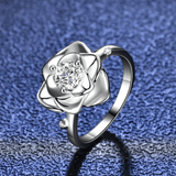 LORIELE - Bague Rose Étoilée en Argent Sterling 925 - Diamant Moissanite 1 Carat 💎