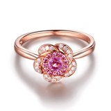 Bague Solitaire Rosa Alba Or Rose 14ct- Diamant Moissanite Rouge 1 Carat 🌹💎