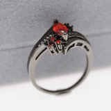 Bague Dame Noire Marquise en Rhodium Noir - Moissanite Rouge 1 Carat 💎
