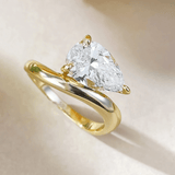 Bague Valse Dorée Arabesque Plaqué Or jaune 18cts- Diamant Moissanite 2 Carats 💎
