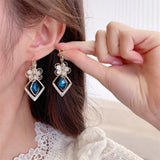 Boucles d'oreilles Fleur de Crystal en Losange en Or 18 Carats - Loriele™