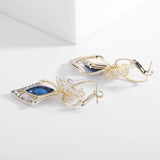 Boucles d'oreilles Fleur de Crystal en Losange en Or 18 Carats - Loriele™