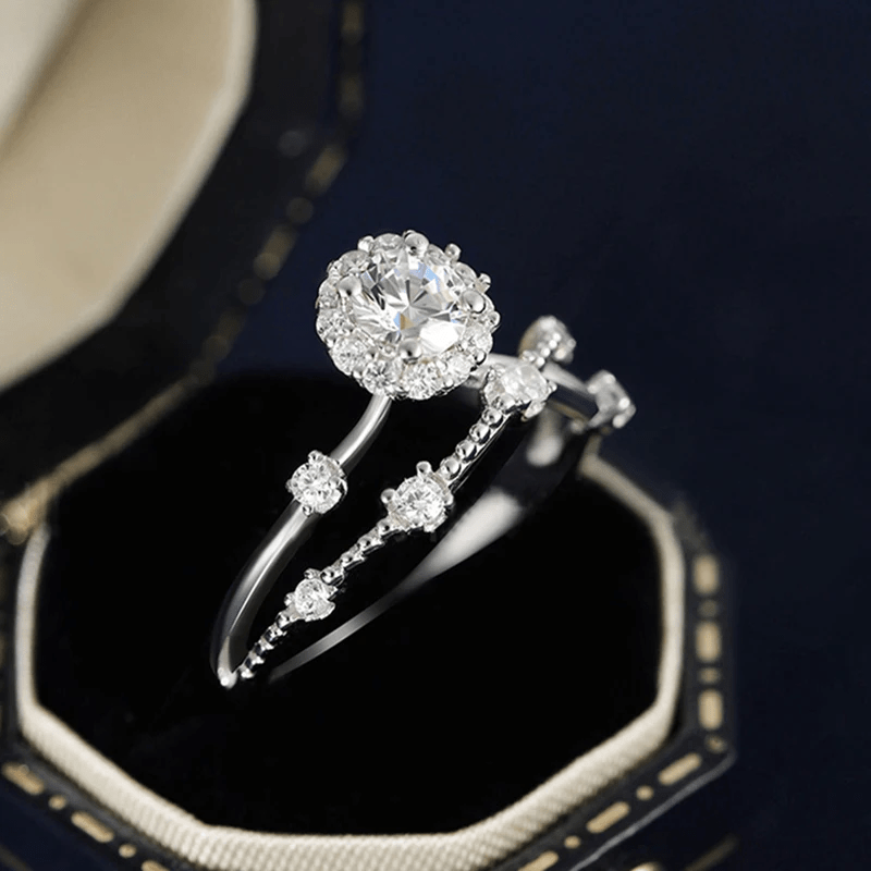 Bague Solitaire Constellation En Argent Sterling 925 - Diamant Moissanite 1 Carat 💎