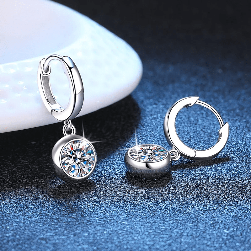 Boucles d'oreillesGlobe Éblouissant En Argent Sterling- Diamant Moissanite 1 Carat 💎