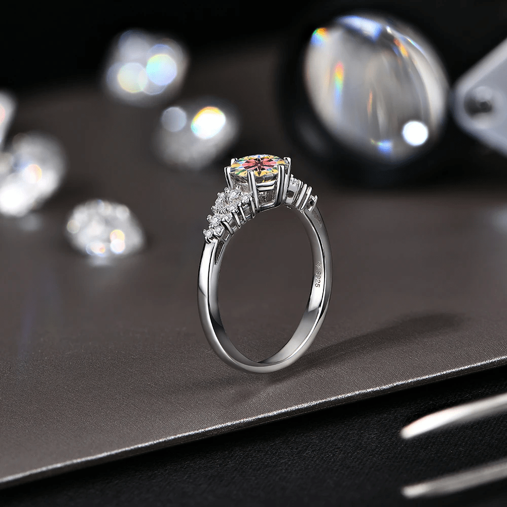 LORIELE - Bague Solitaire Diamant Arc-en-ciel en Argent Sterling 925 - Diamant Moissanite 1 Carat 💎